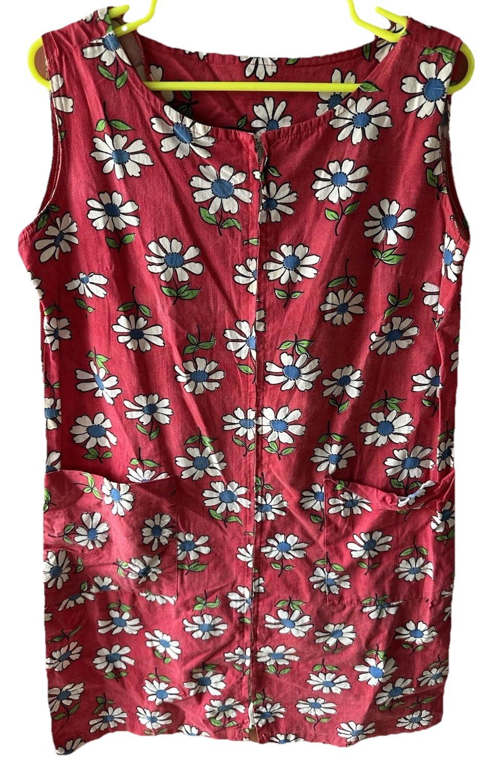 Vintage 1960s-1970s Floral Kitschy Red Dress Size Large