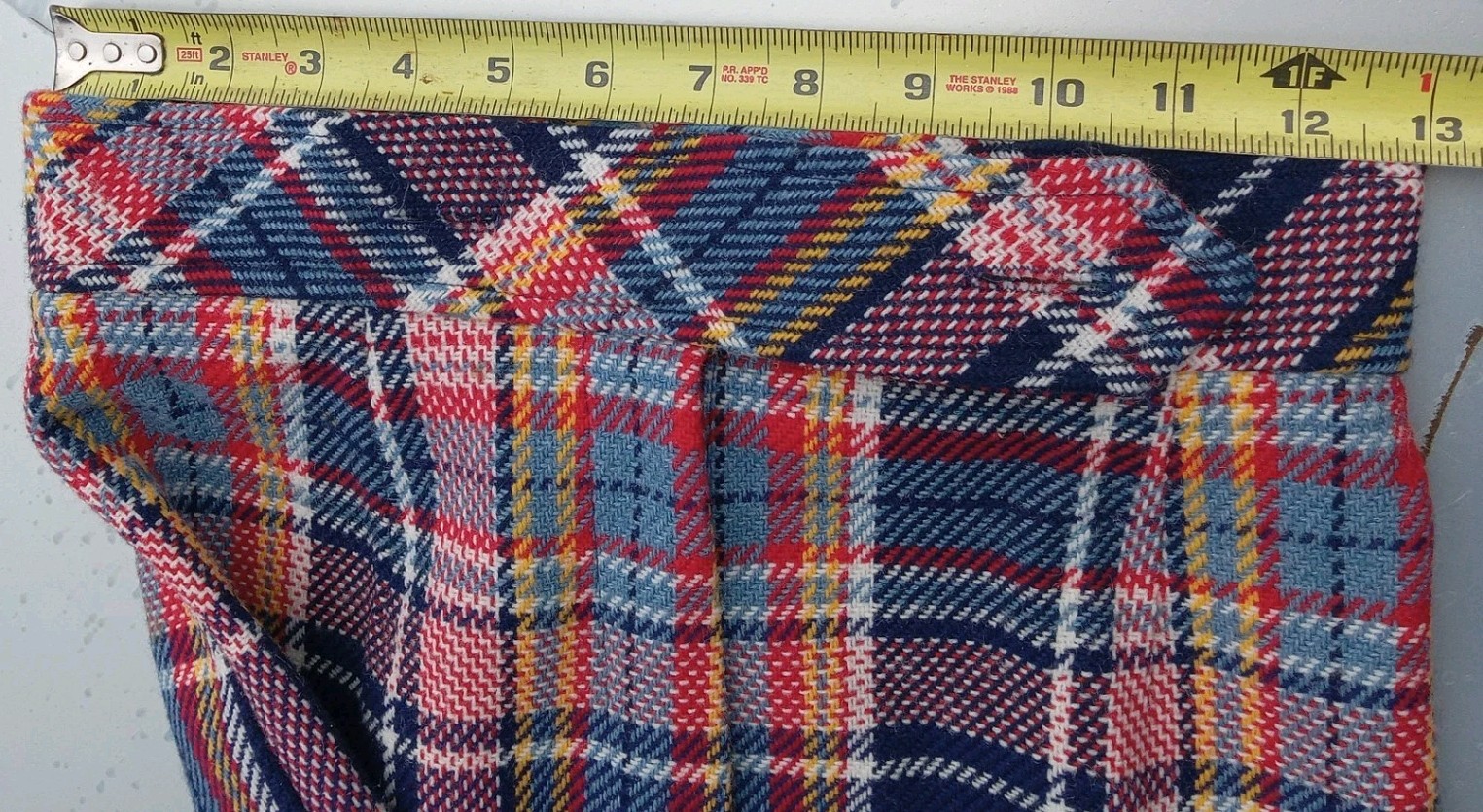 Vintage Bobbie Brooks Bell Bottom Flare Pants Plaid 6 XS 26 X 28.5 Retro Hippie