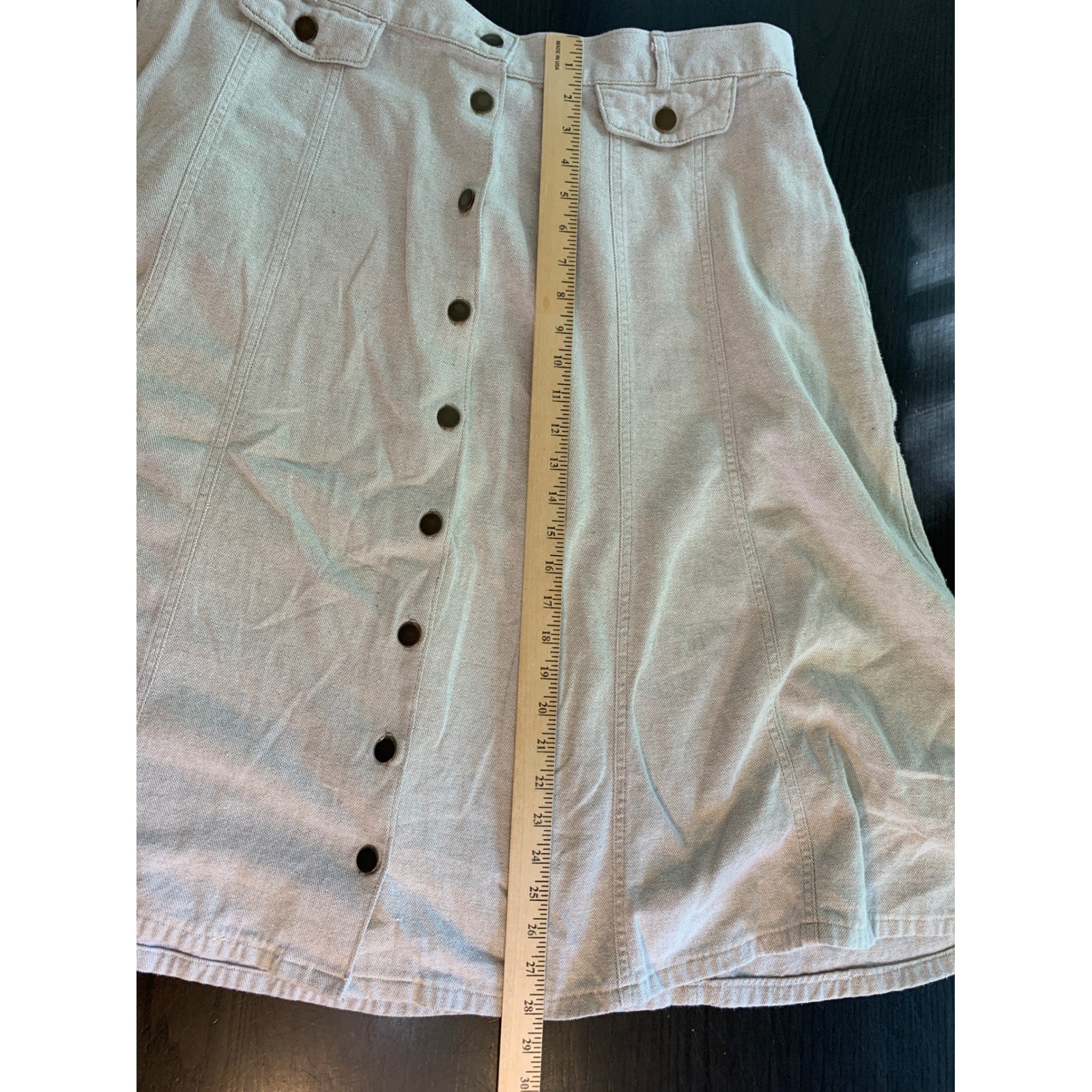 Gotcha Covered Too Vintage Button Front Midi Skirt Oatmeal Flax Plus Size 22W