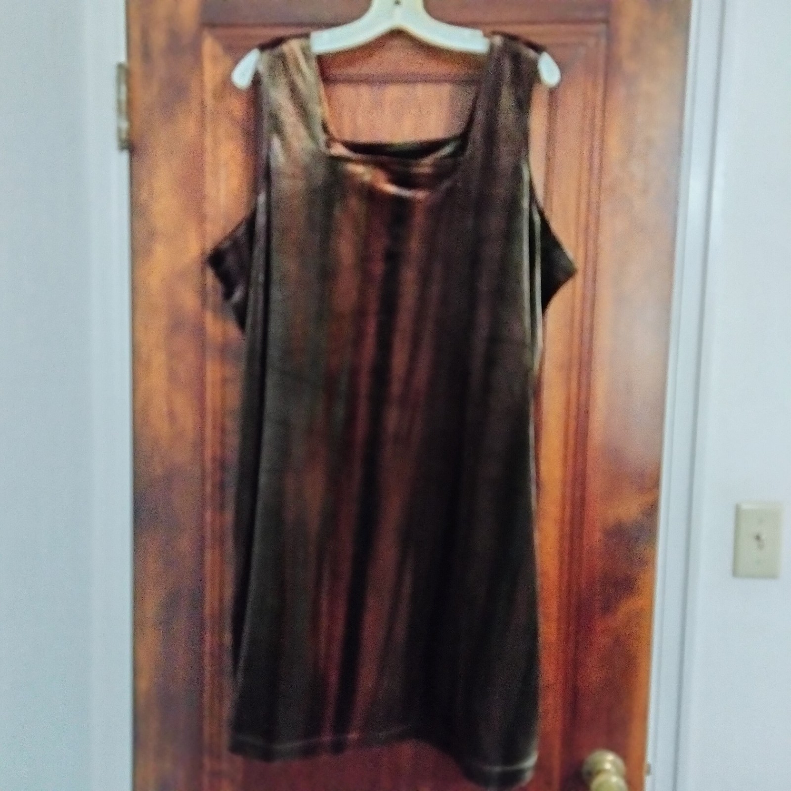 3X Vintage 90s Grunge Stretchy Velvet Dress California Concepts Brown Copper