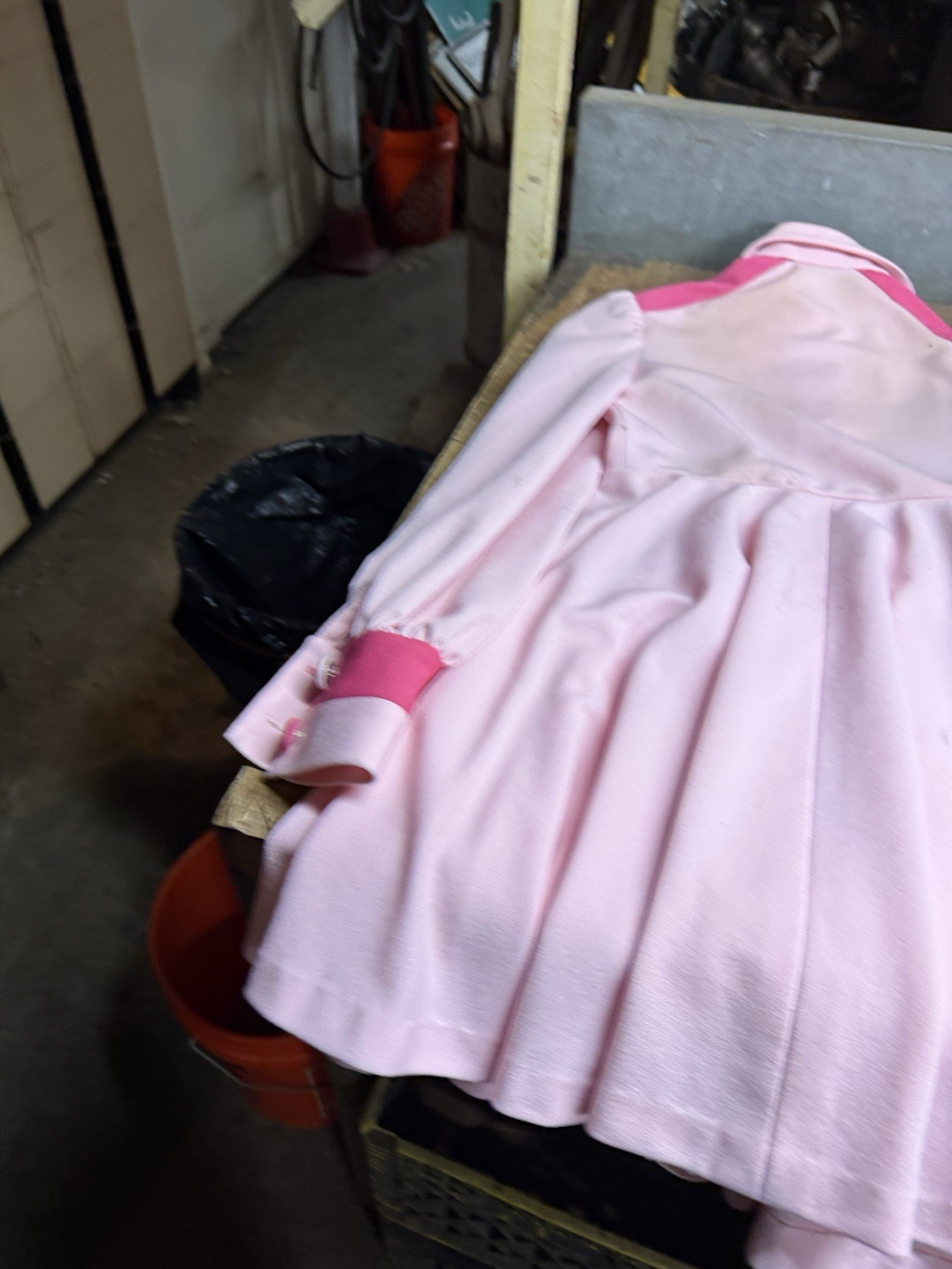 Vintage Early 1900s Retro Pink Button Up Dress Womens Workwear Clothing USA