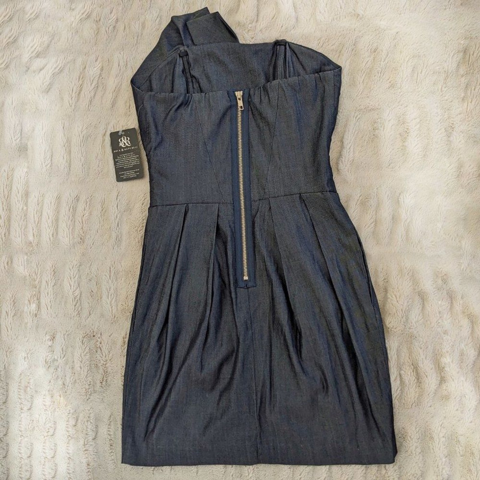 NWT VTG ROCK & REPUBLIC Leland Strapless Denim Origami Dress in Transmission / 2
