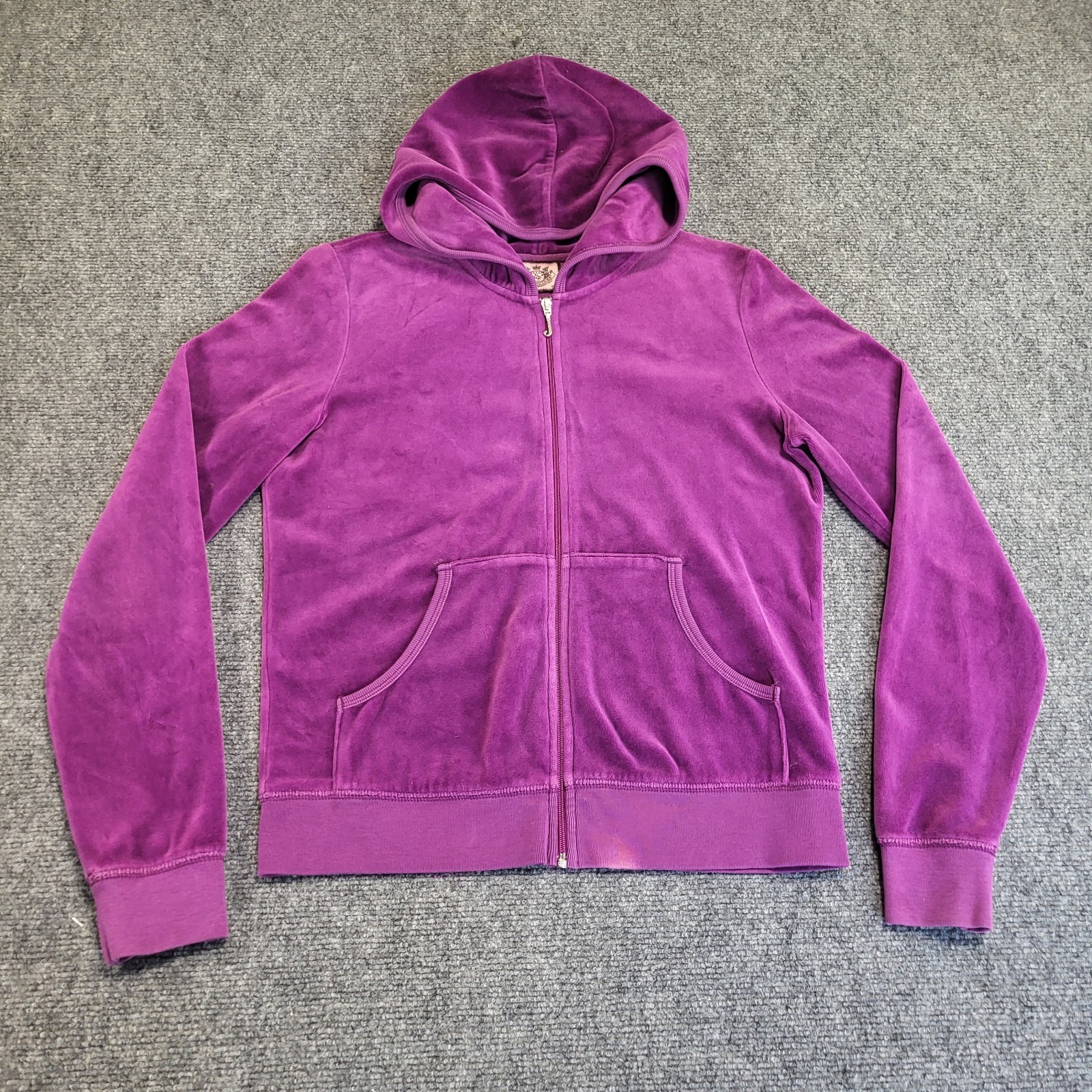 VTG Y2K Juicy Couture Women&rsquo;s Velour Purple Rhinestones Track Jacket Sz X-Large