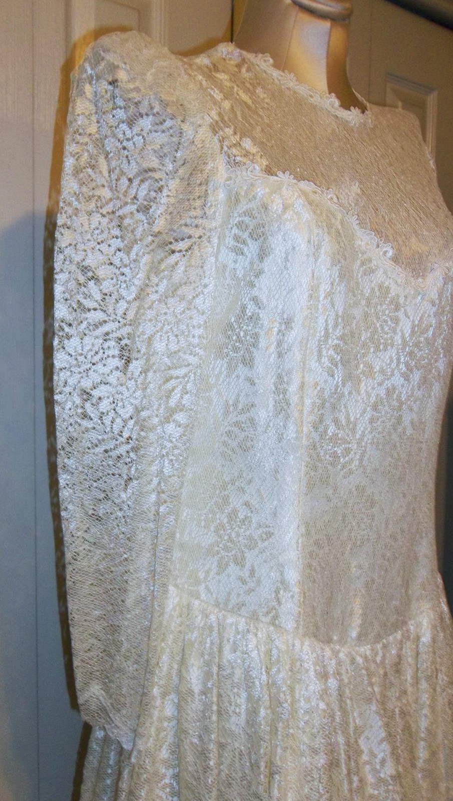 80s Vintage Jessica McClintock Ivory Lace Wedding Dress Tagged Size 18