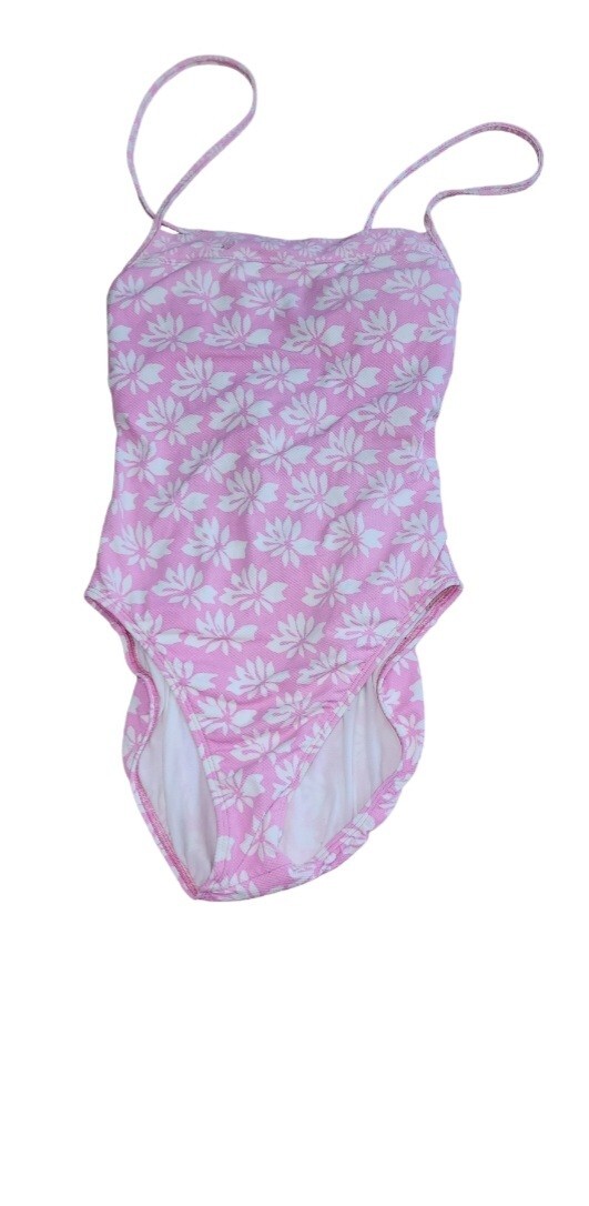 Vintage 80s Jag Womens Swimsuit One Piece Sz 12 Pink White Floral Padded Prop