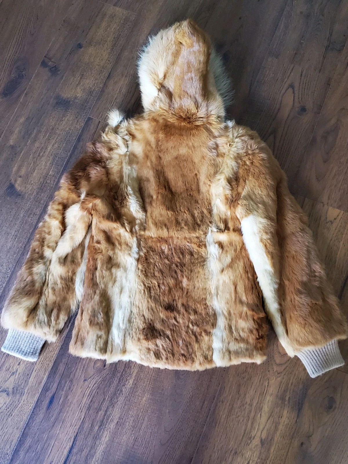 Vintage Red Fox Fur Coat W/ Pockets Zip Up Hooded