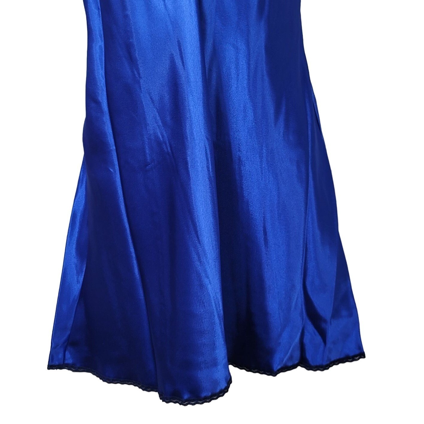 Val Mode Satin Chemise Slip Blue Medium Lace Trim Lingerie Nightie USA Vintage
