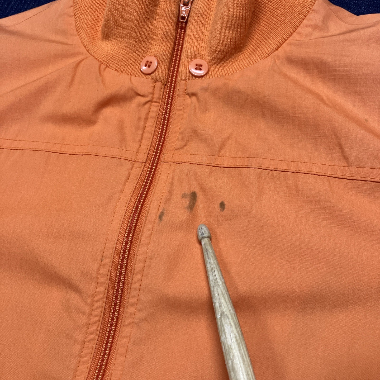 Vtg Distressed 70s 80s Foxland Polycotton Long Rain Windbreaker Jacket Orange L