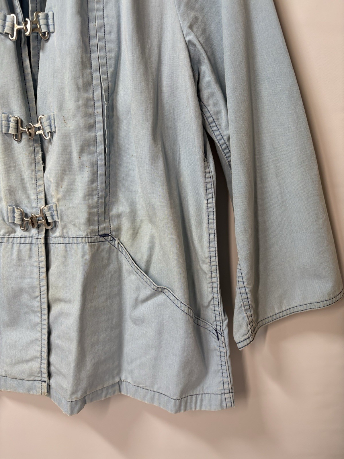 1960s White Stag Jean Jacket Light Weight Denim Anchor Buckle Front Women’s M/L
