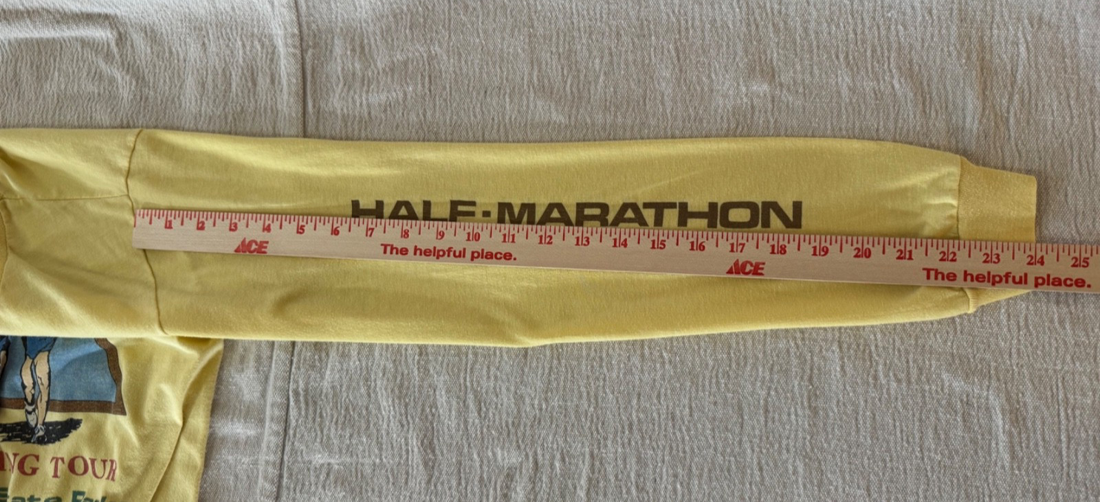 VTG 80s Graphic Tee long sleeve single stitch yellow Screen Stars Running 1984