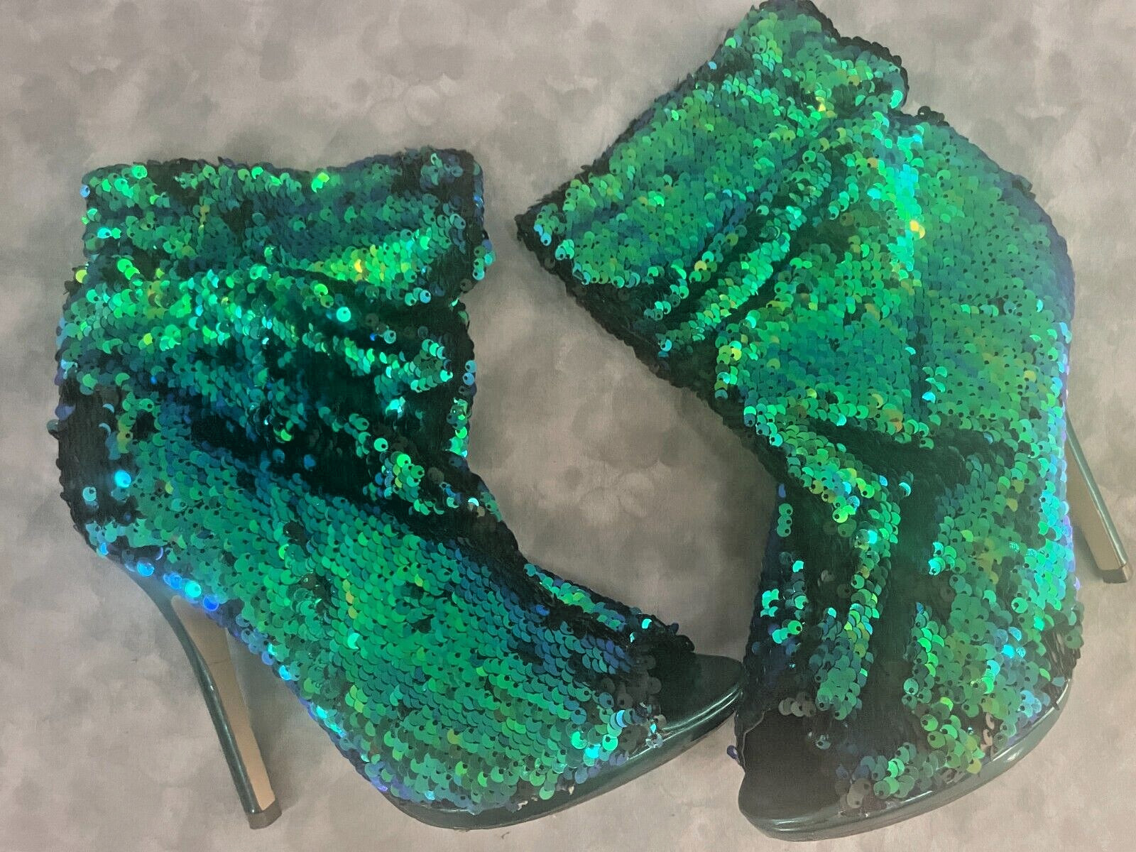 2010s Vtg Mermaid Sequin Bomber Jacket & Boots « RARE SET » Blue Green Glam ✨🔥
