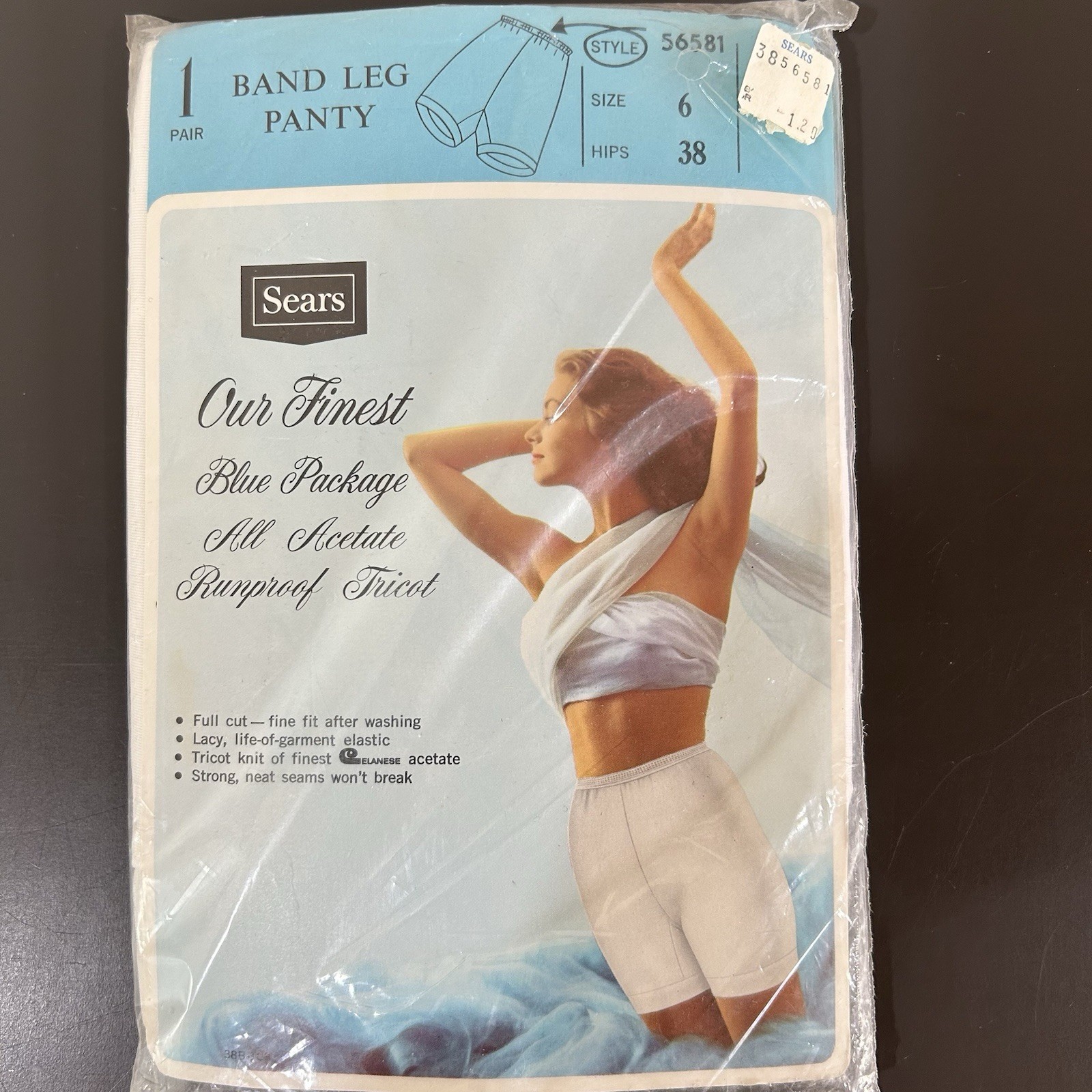 Vintage Spanky Pants Womens Underwear Band Long Leg Briefs Acetate Sz 6 Hips 38&Prime;
