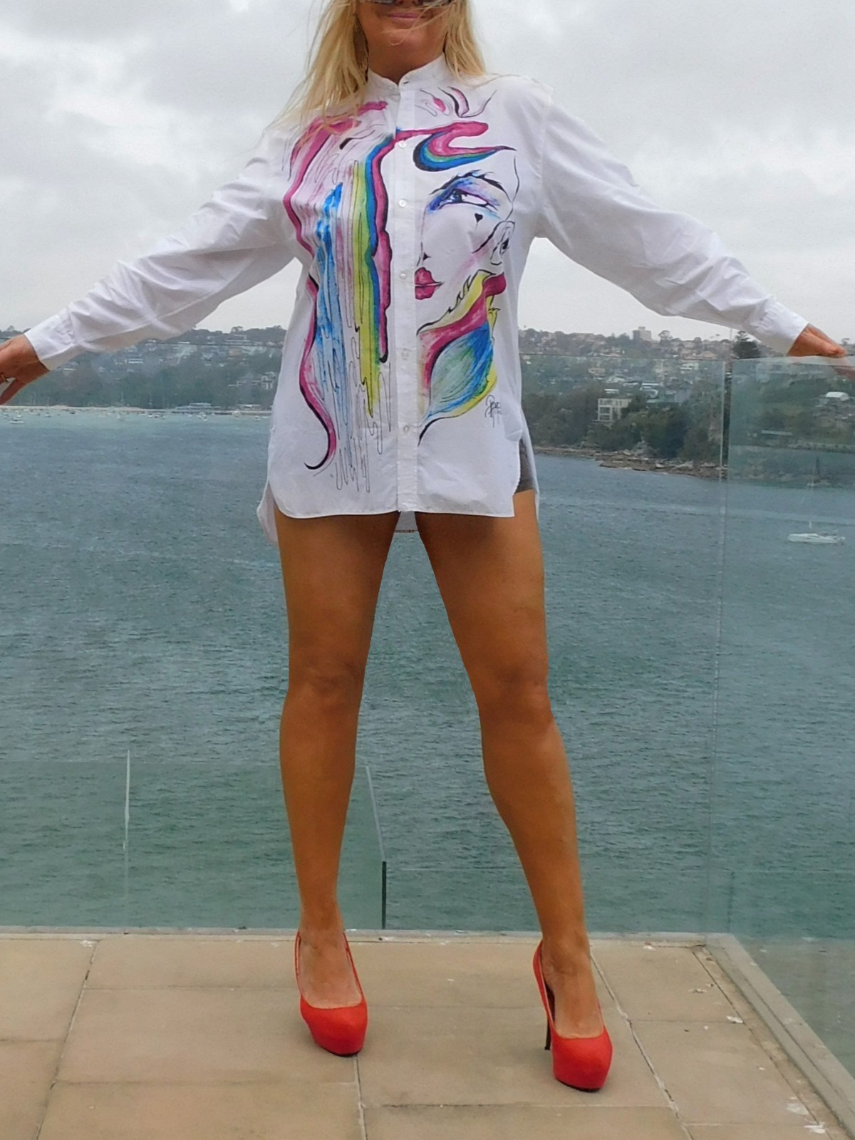 VINTAGE Australian Art Handcrafted by artist Pamela St Howse 1980s Retro Shirt
