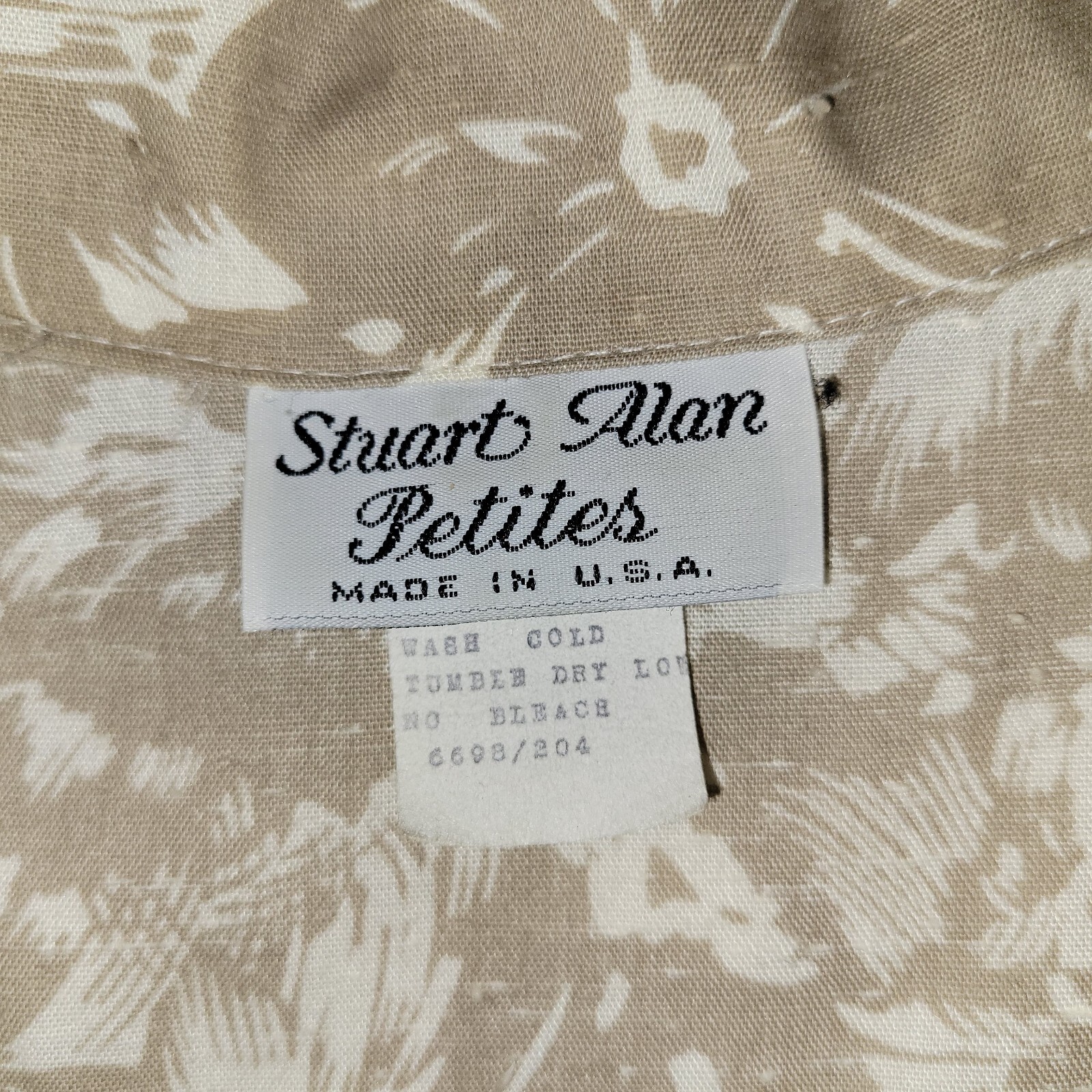 Stuart Alan Vintage 80&rsquo;s Button Cap Sleeve Unlined Floral Linen Sz 8 Dress