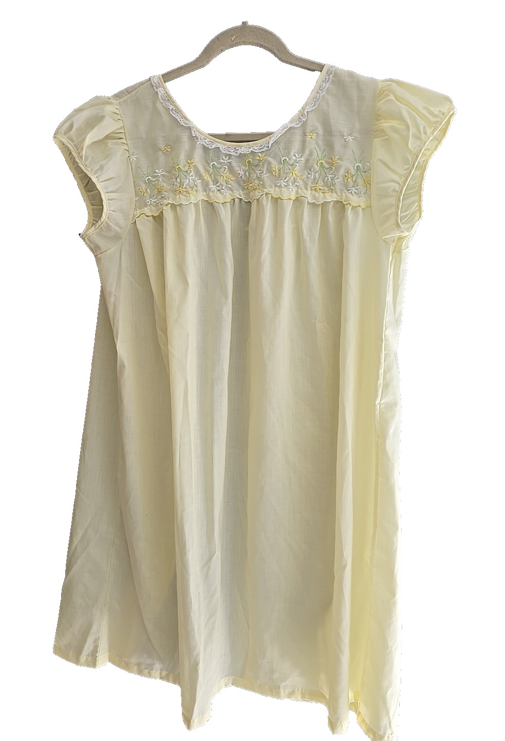 Vintage Dixie Belle Yellow Embroidered Floral Robe Nightgown Womans Size Medium