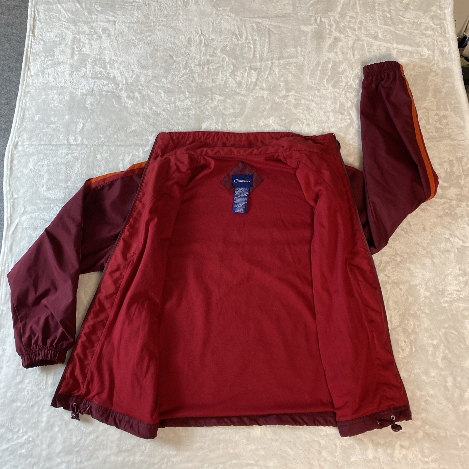 Vintage 1980s Catalina Activewear Jacket Women’s S Maroon Striped Hong Kong