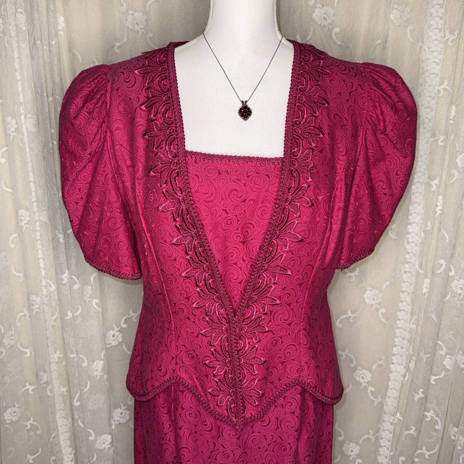 Vintage Cachet Pink Unlined Sleeveless Cocktail Dress & Matching Jacket 13-14