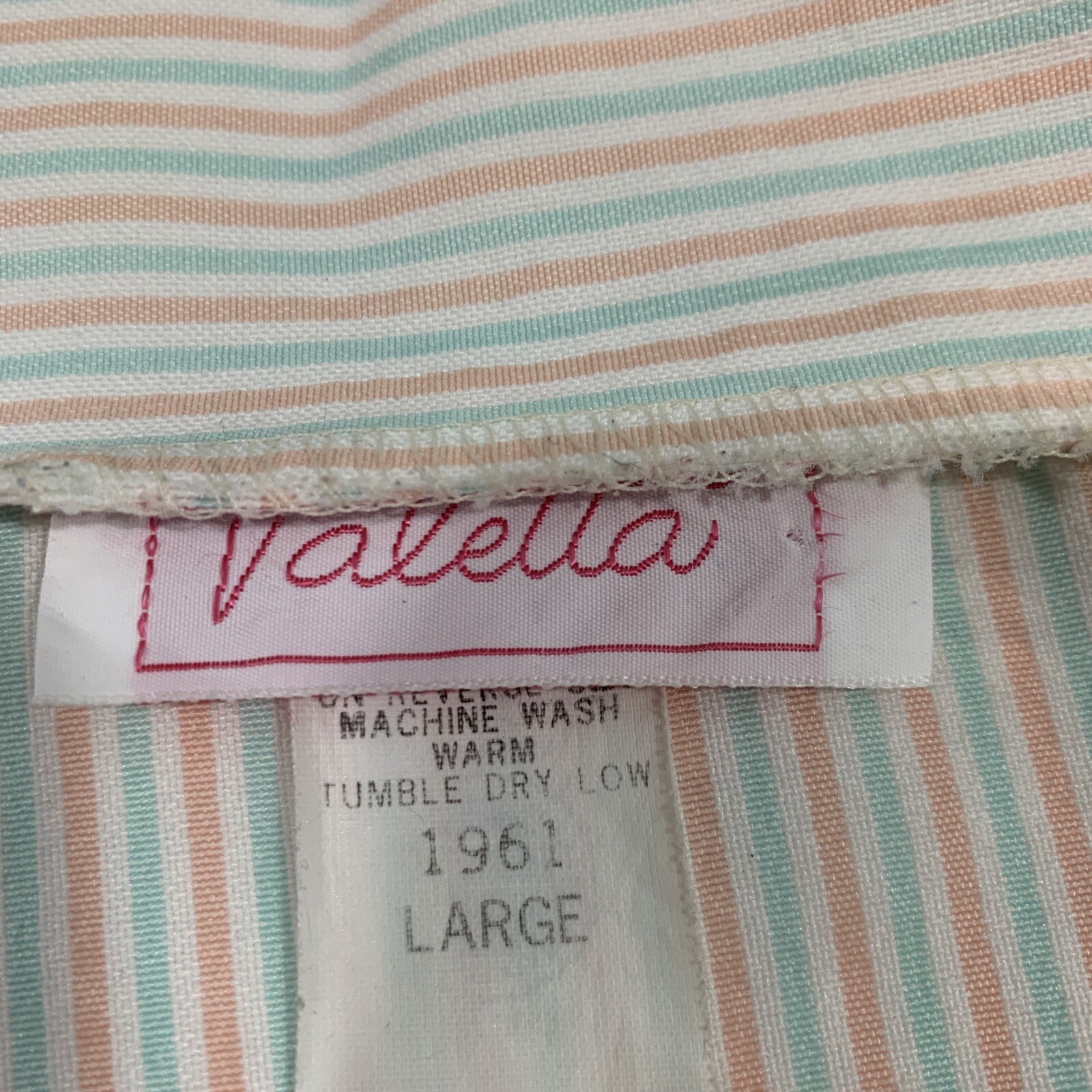 Vintage VTG Valetta Bath Robe Tie Front Lounge Robe Pastel Stripes M Union Made