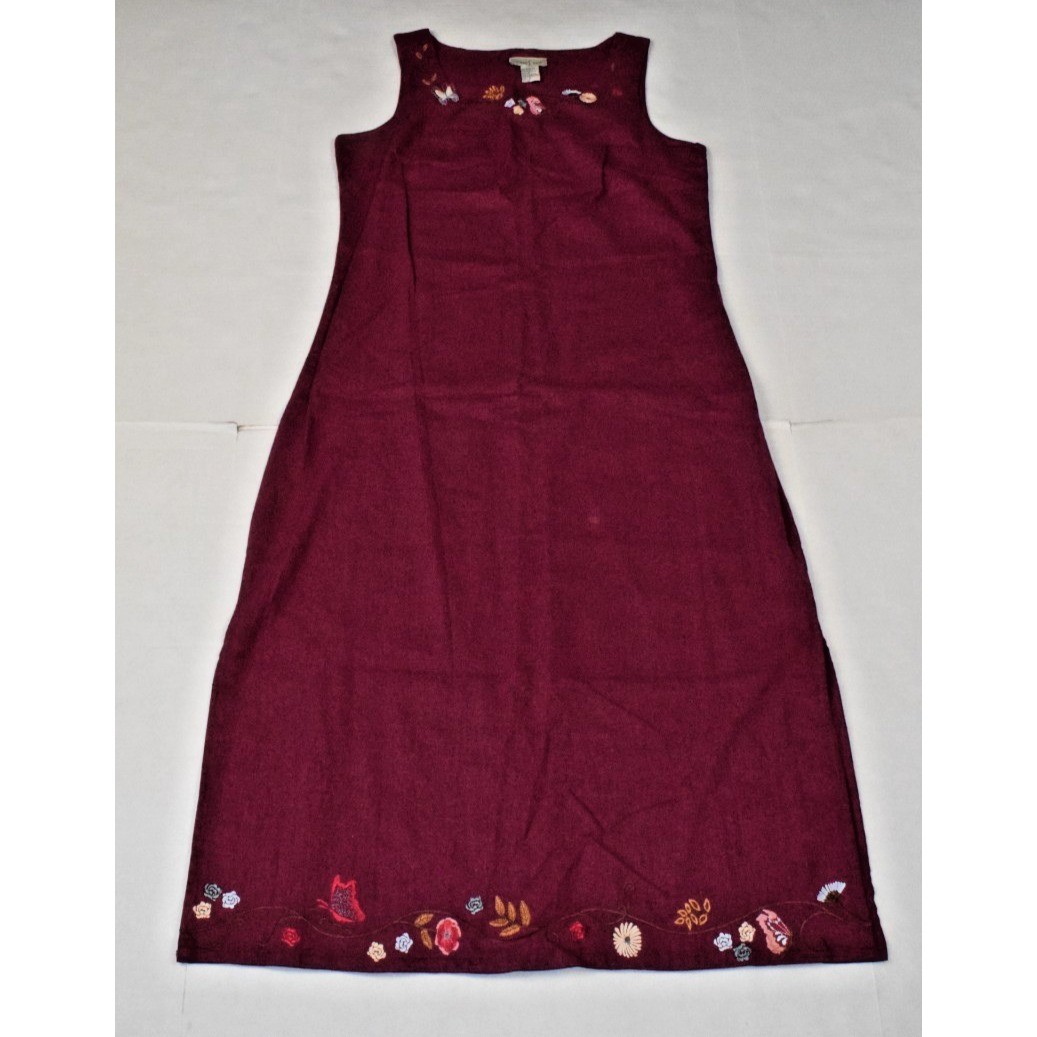 Vintage Dress Shirt Set Studio Ease Size 8 90s Wine Red Butterflies Linen Rayon
