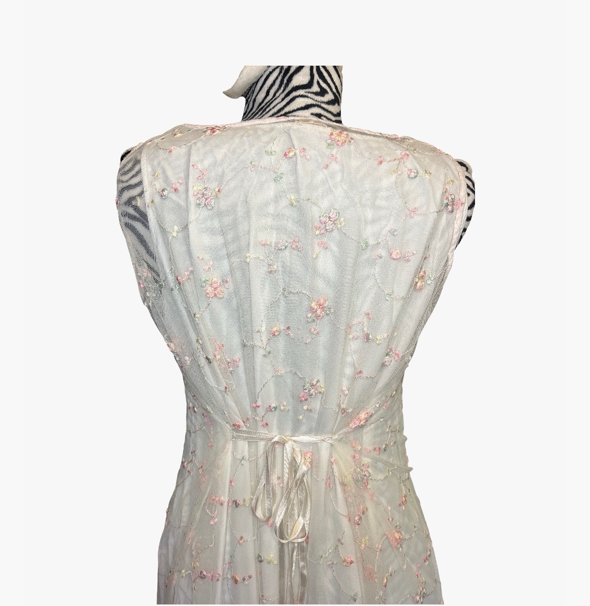 Vintage April Cornell Embroidered Romantic Long Dress Rare Size M Boho Cottage