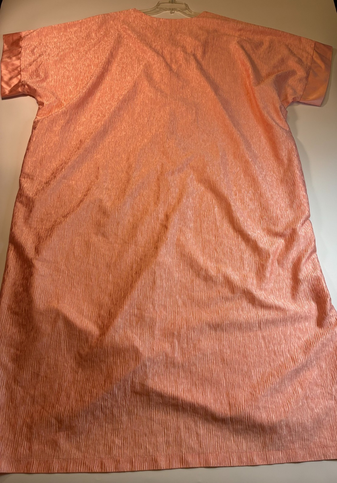 Vintage SOLID PEACH KAFTAN GOWN Plus Size 1X Textured Front Slit Mrs Roper Boho