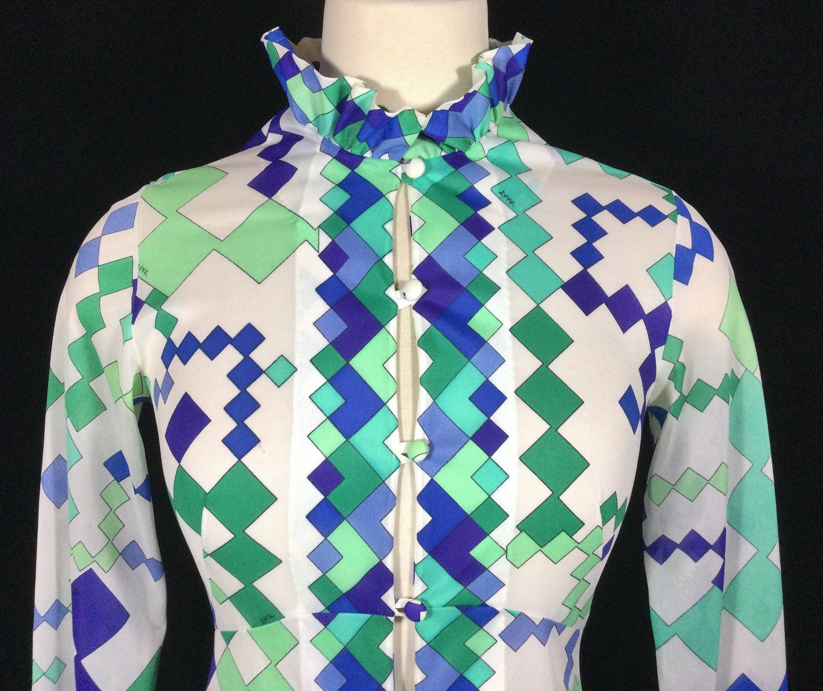vtg 60S 70S EMILIO PUCCI FORMFIT ROGERS NIGHTGOWN PEIGNOIR DRESS ROBE XS