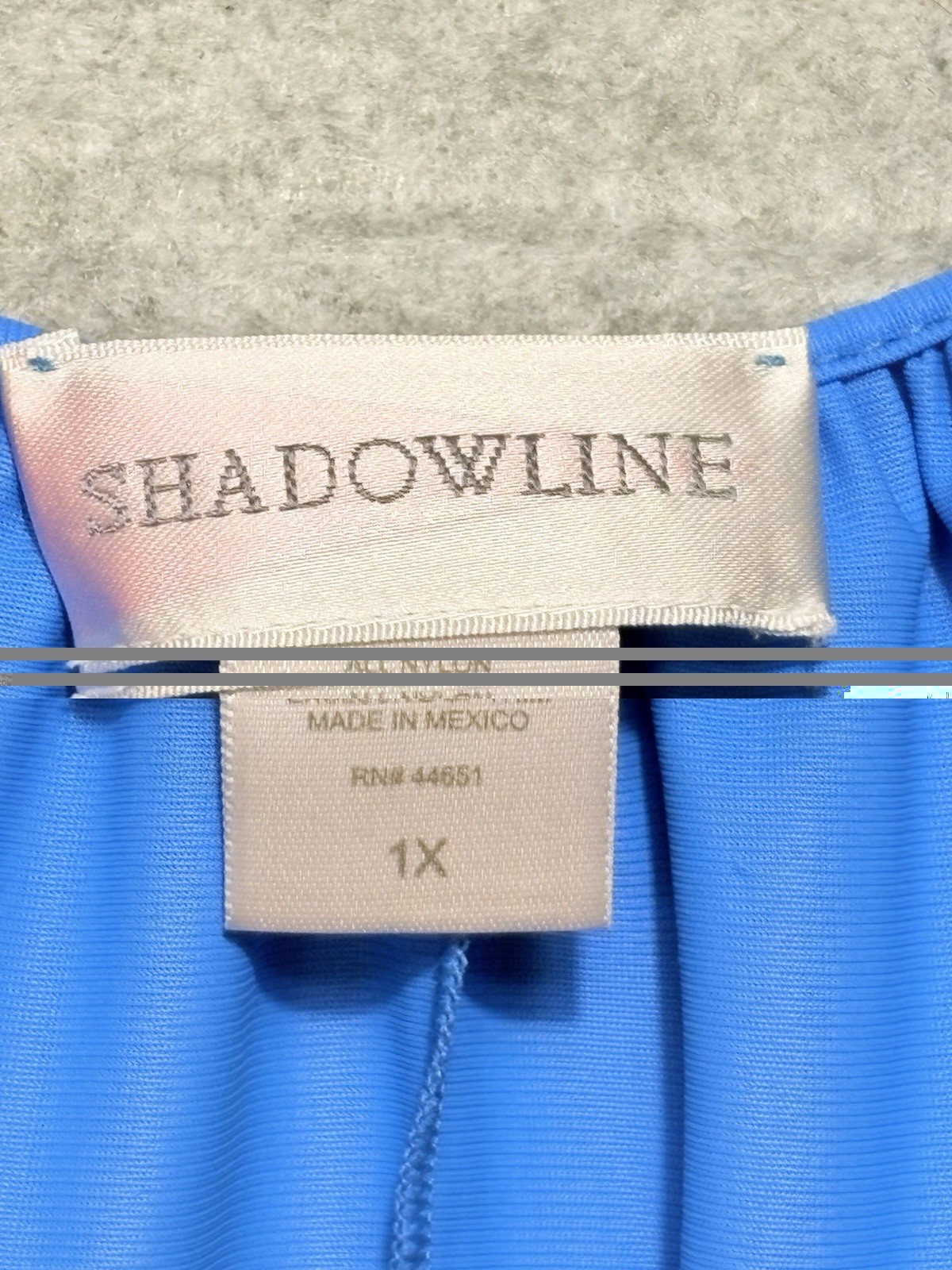 VTG Shadowline 1X Blue Nightgown Nylon Embroidered Floral Plus Size Soft