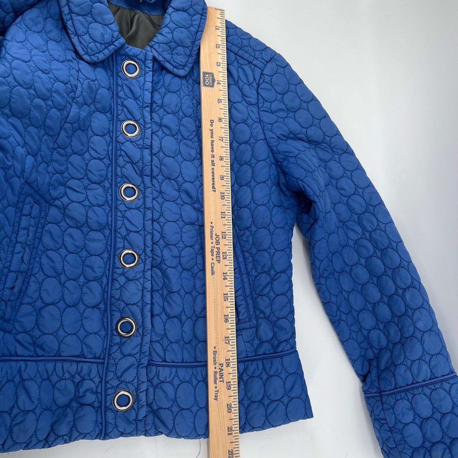 Rafaella Petite Medium Blue Quilted Jacket Snap Front Lightweight Women PM