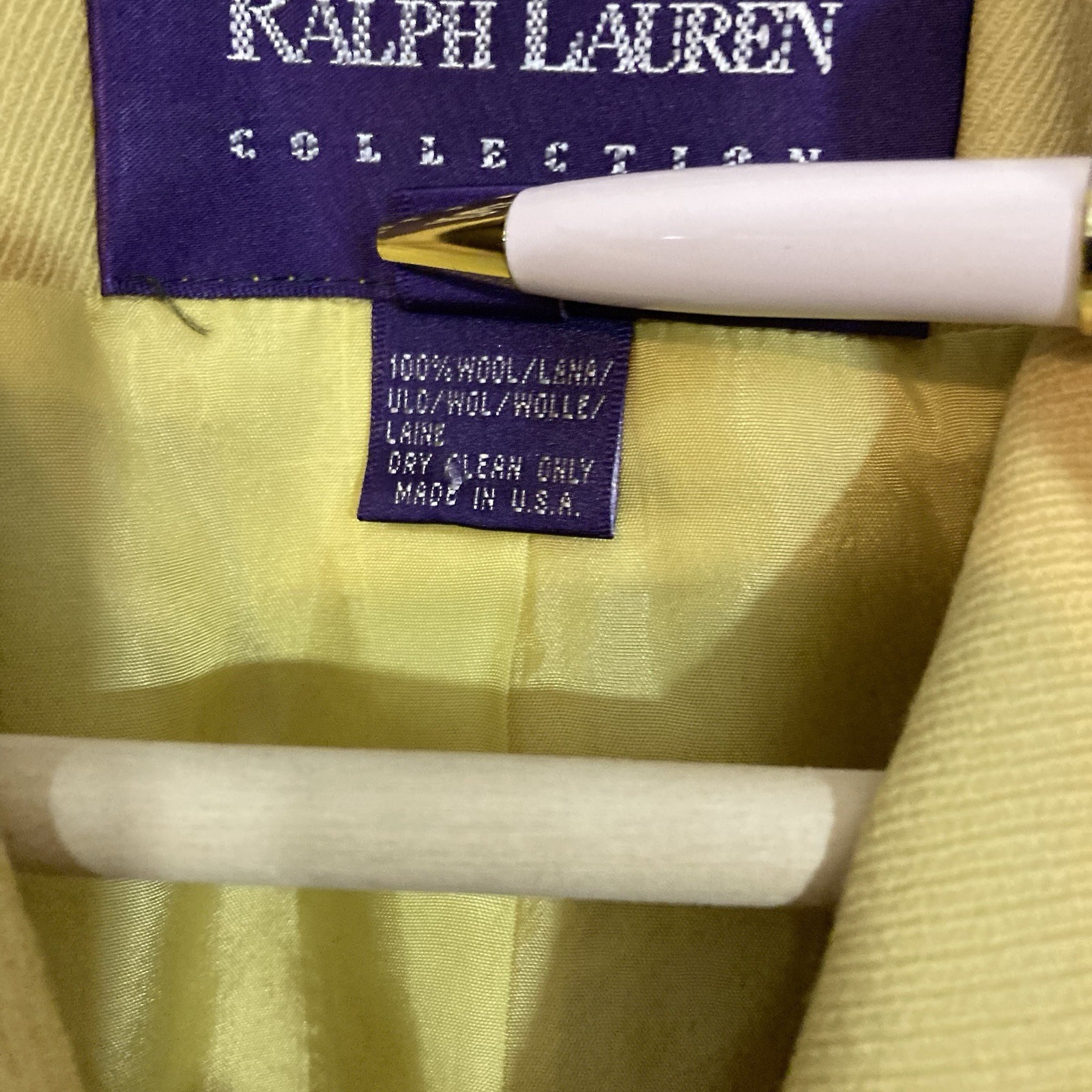 Vintage Ralph Lauren Collection Yellow Equestrian Blazer Jacket VTG Purple Label