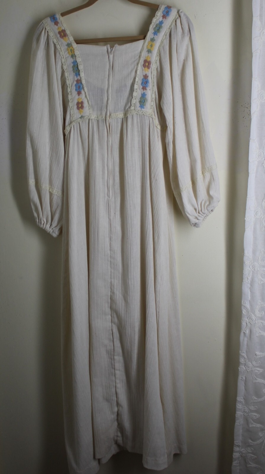 1970s Rags Kessandra San Francisco Boho Hippie Gauze Maxi Dress XS 0 2 4