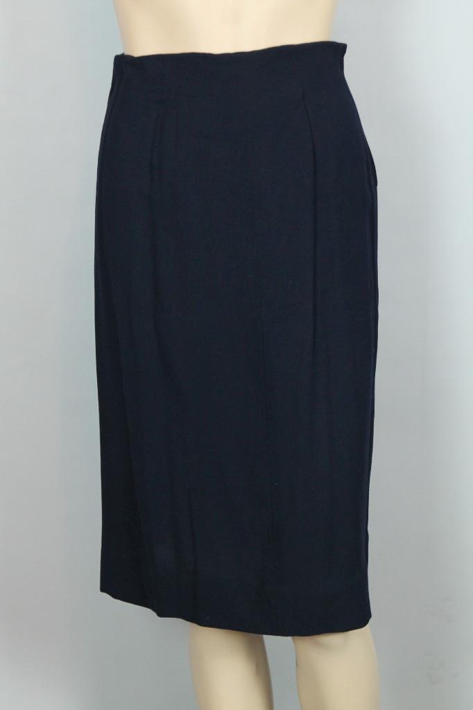 RARE Vtg 40s HATTIE CARNEGIE Navy 2pc Suit Blazer Jacket Pencil Skirt w/ Lace S