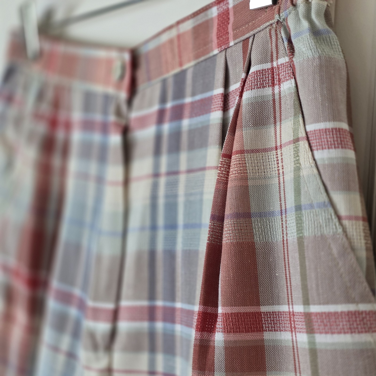 Vintage 90s Koret Plaid 2 Piece Matching Set Women Blouse Culotte Shorts Country