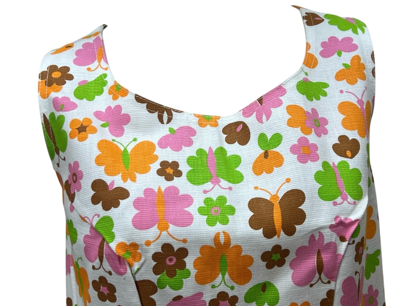 RARE NOS Vtg 60s M~L Fringed Crop Top Butterfly Flower Power Shirt FRED ENGELMAN