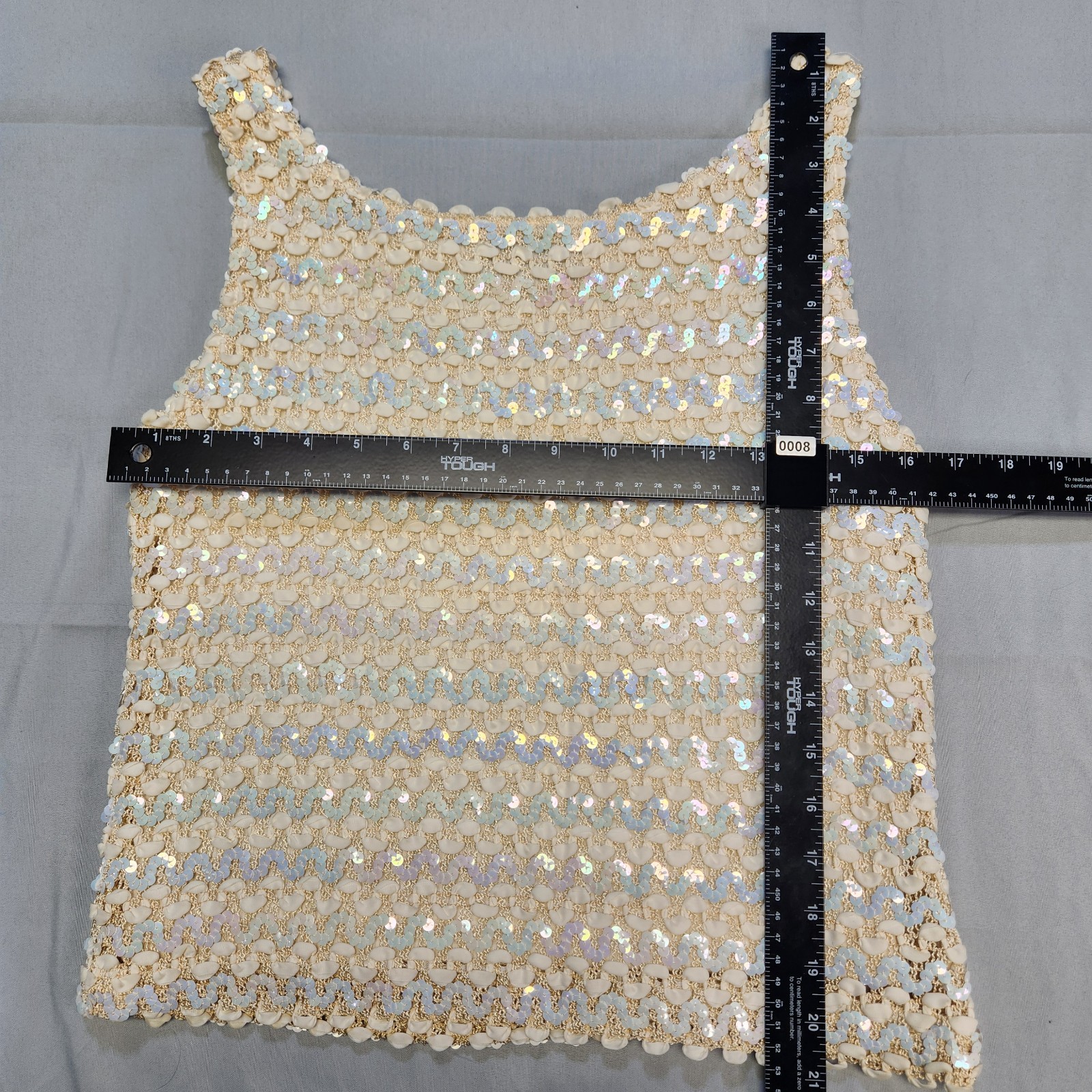 P.S Boutique VTG Sleeveless Sequined Shell Top Ivory Lined Vintage ‘60s Sz Small