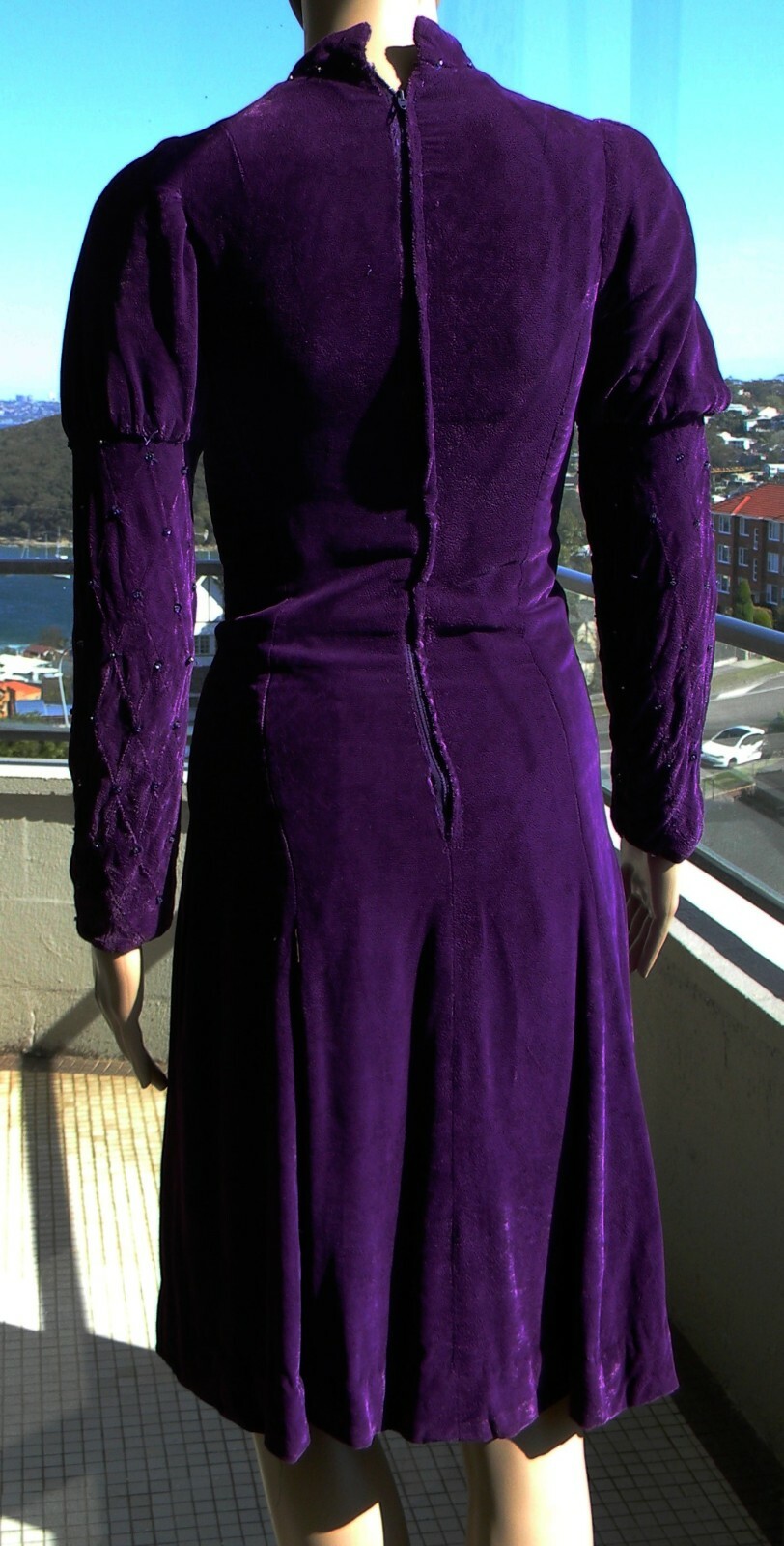 VINTAGE Bohemian Goddess 1960s-70s Original Retro Glamour Purple Velvet Dress