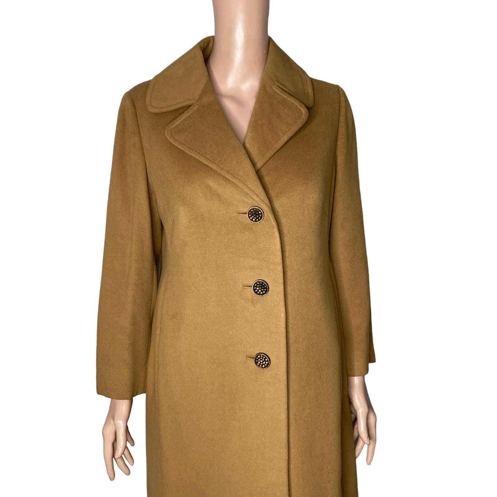 Vintage 40s Cashmere Trench Coat Womens Small Prince Fashions Light Brown
