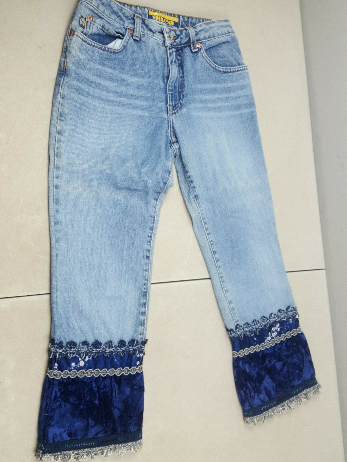 Rare Unique Vintage 90s Jnco Jeans Flood Blue Jeans Woman&rsquo;s Size 3 22l USA Made!