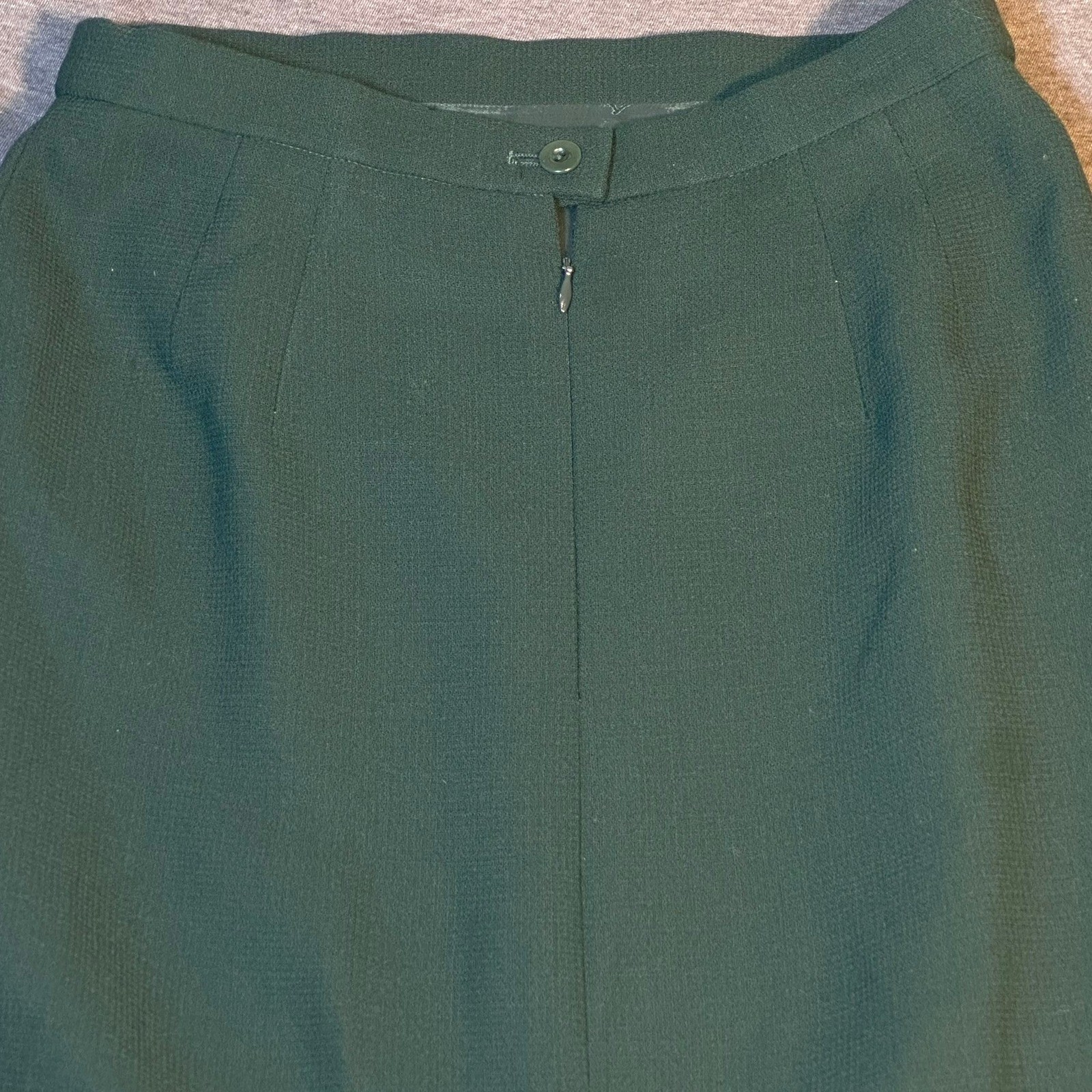 Escada Margaretha Ley Vintage Forest Green Pure New Wool Pencil Skirt 38 Classic