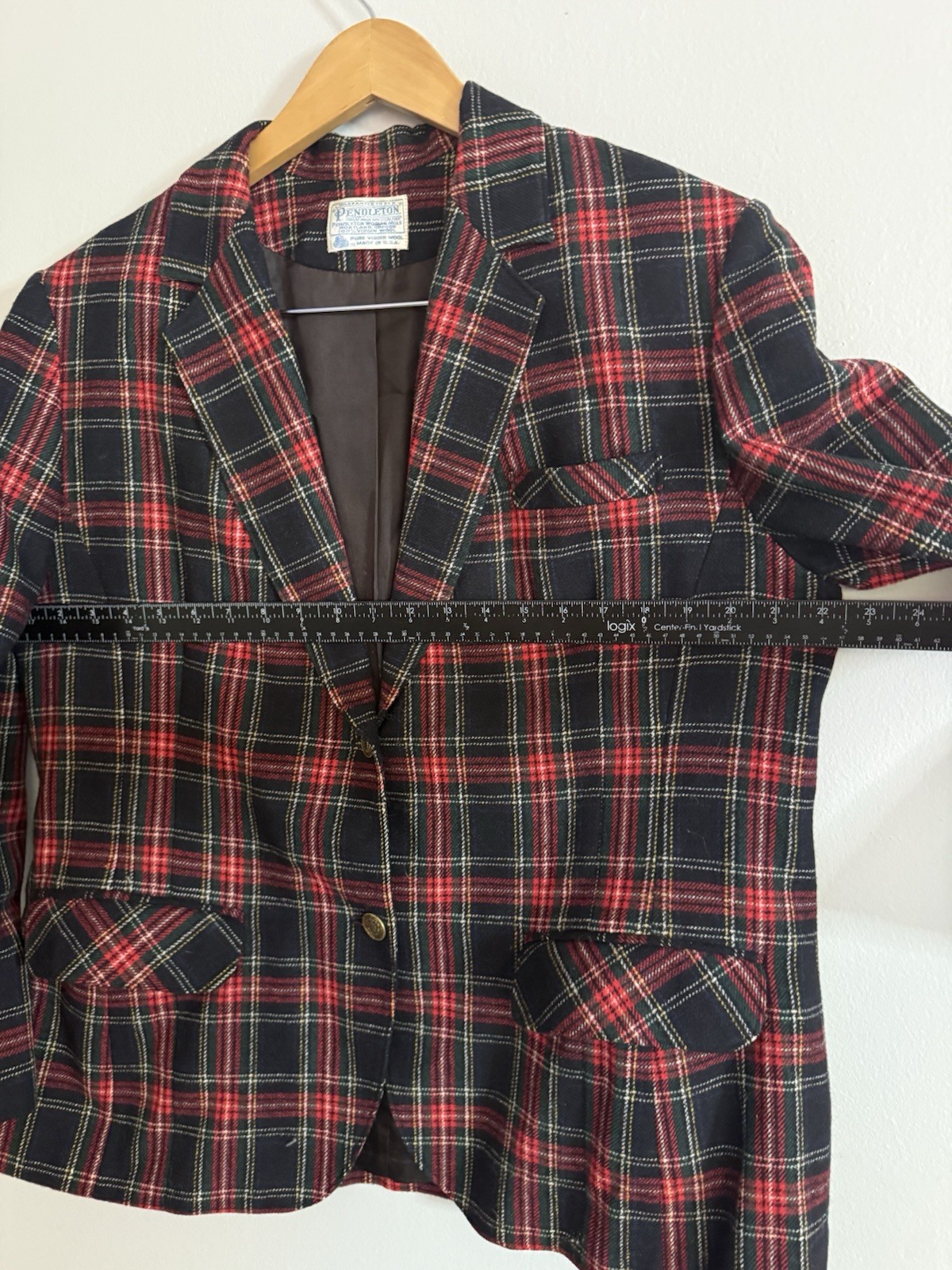 Pendleton Vintage Women’s Large Blazer Plaid 80s Red Green Classic Wool Jacket