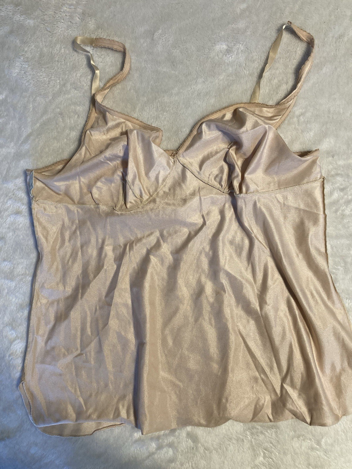 VTG VASSARETTE UNDERNEATH-IT-ALL “SATINESSENCE” Champagne Pink CAMISOLE Size 36