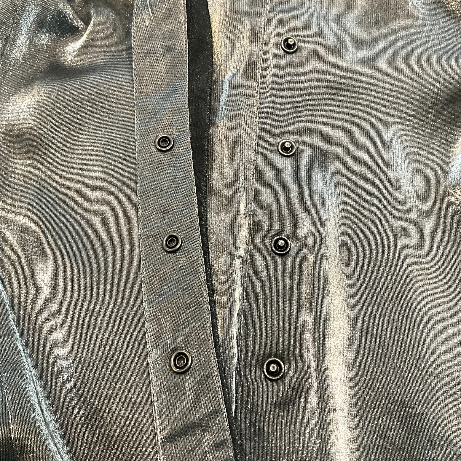 Clasen Vintage Silver Metallic Shimmer Blouse Drapped Collar IT38 Italy