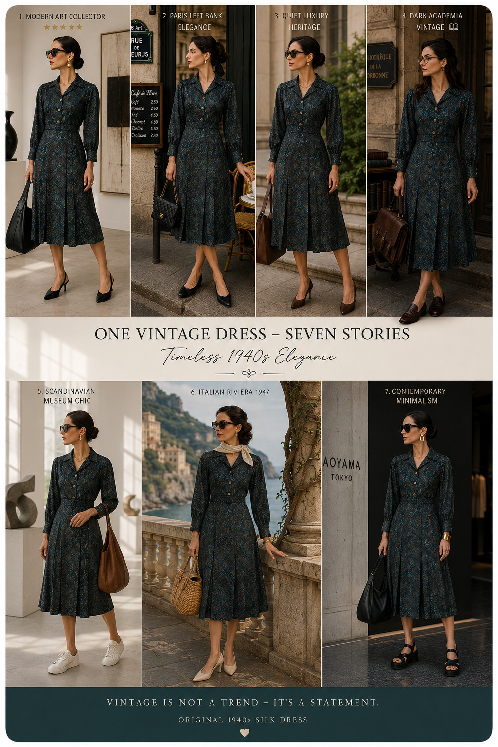 Silk Dress Original 40s Vintage Baroque Paisley Shirt Dress 40/42