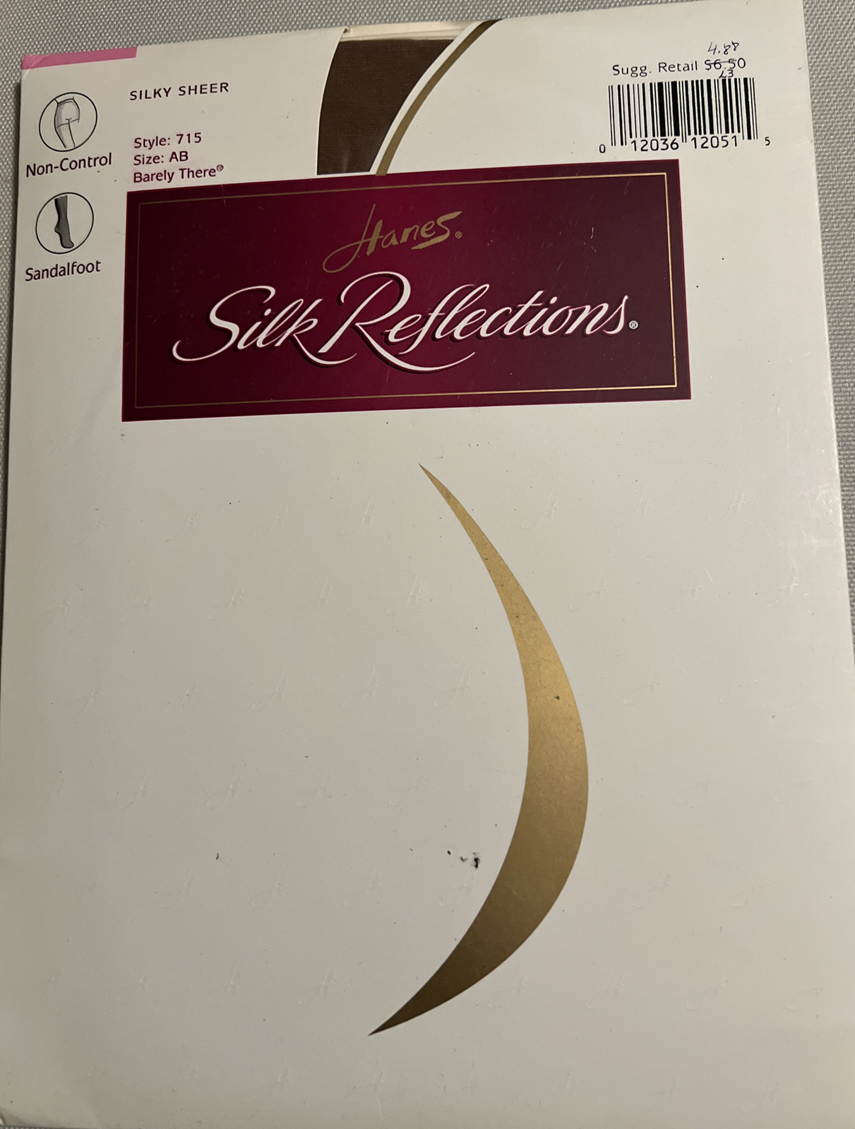Hanes Silk Reflections Vintage Pantyhose Sheer Collection 1996 Sandalfoot 715 AB