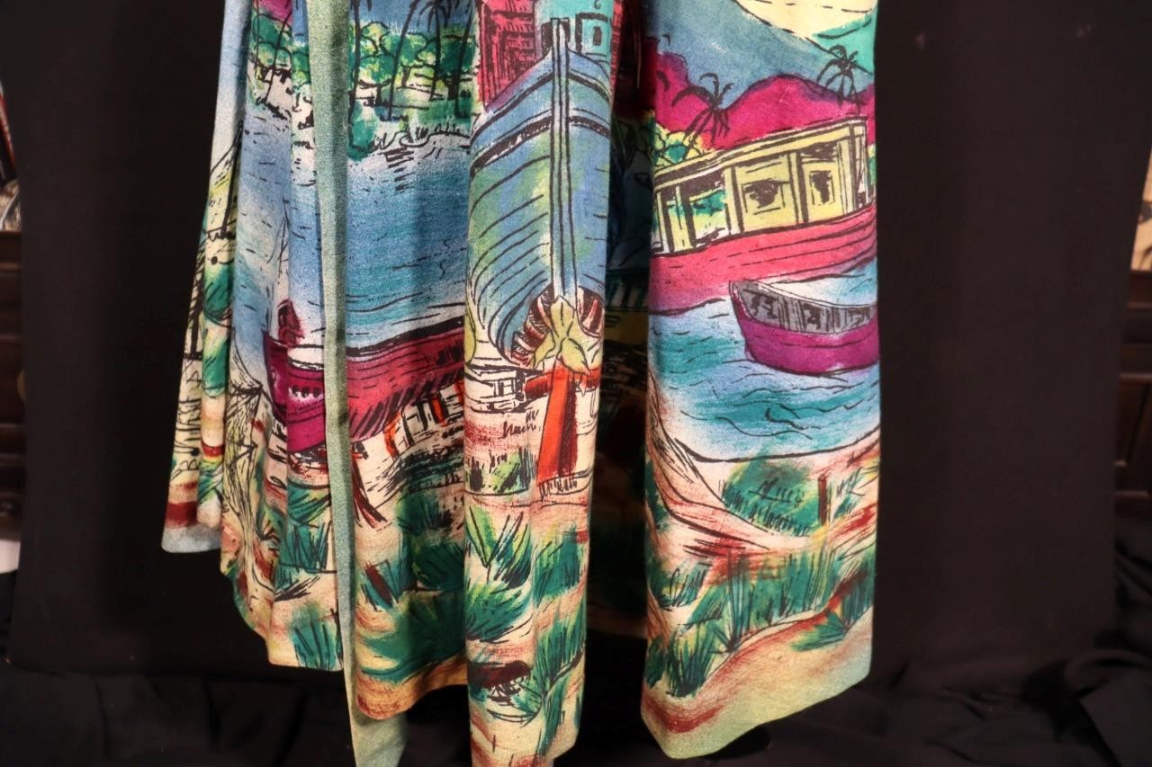 Vintage 1960&rsquo;s Mexican Painted Cotton Circle Skirt Size 32&Prime; Waist Exc Condition