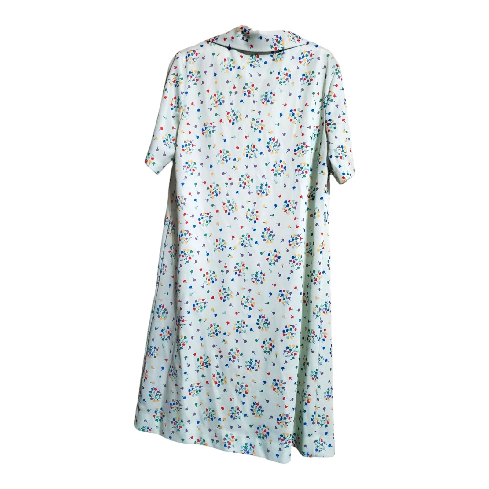 60s Shift Dress Green Mod Go Go Pattern Collared Colorful Lollipop Day Dress 18½