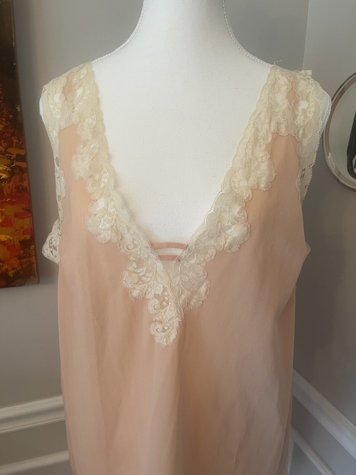 Emilio Pucci For Formfit Rogers Lace Top Slip Dress Lingerie Sz 12-14 Blush Pink
