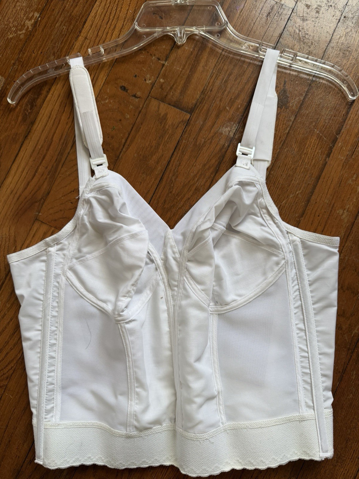 Vintage 70s/80s Montgomery Ward Long Line White Nylon Bra 38B