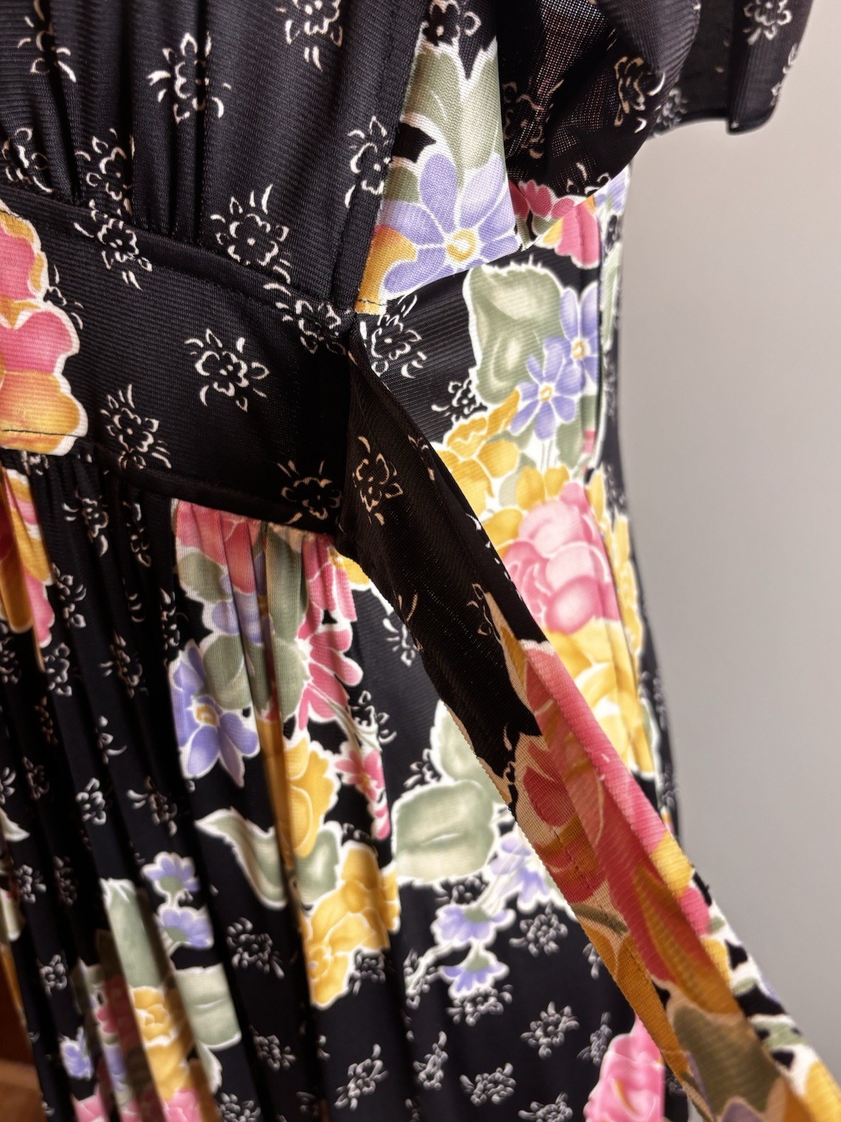 VTG Union Made 70s Boho Floral Flutter Sleeve Cottagecore Maxi Dress Size 13