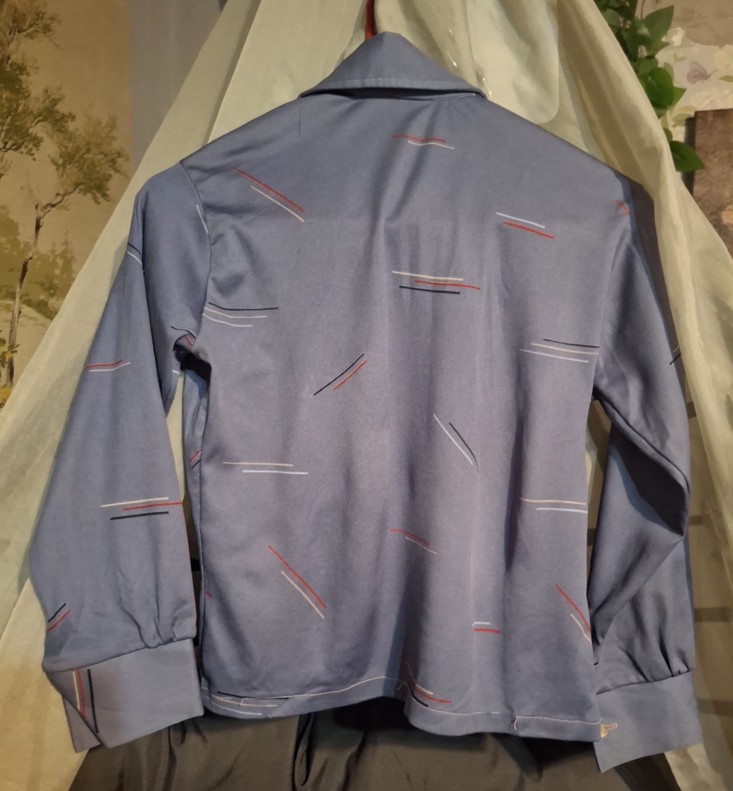 Vintage 70s Puccini Styled by Hogan Disco Shirt Dagger Collar Crop Top Women&rsquo;s 8