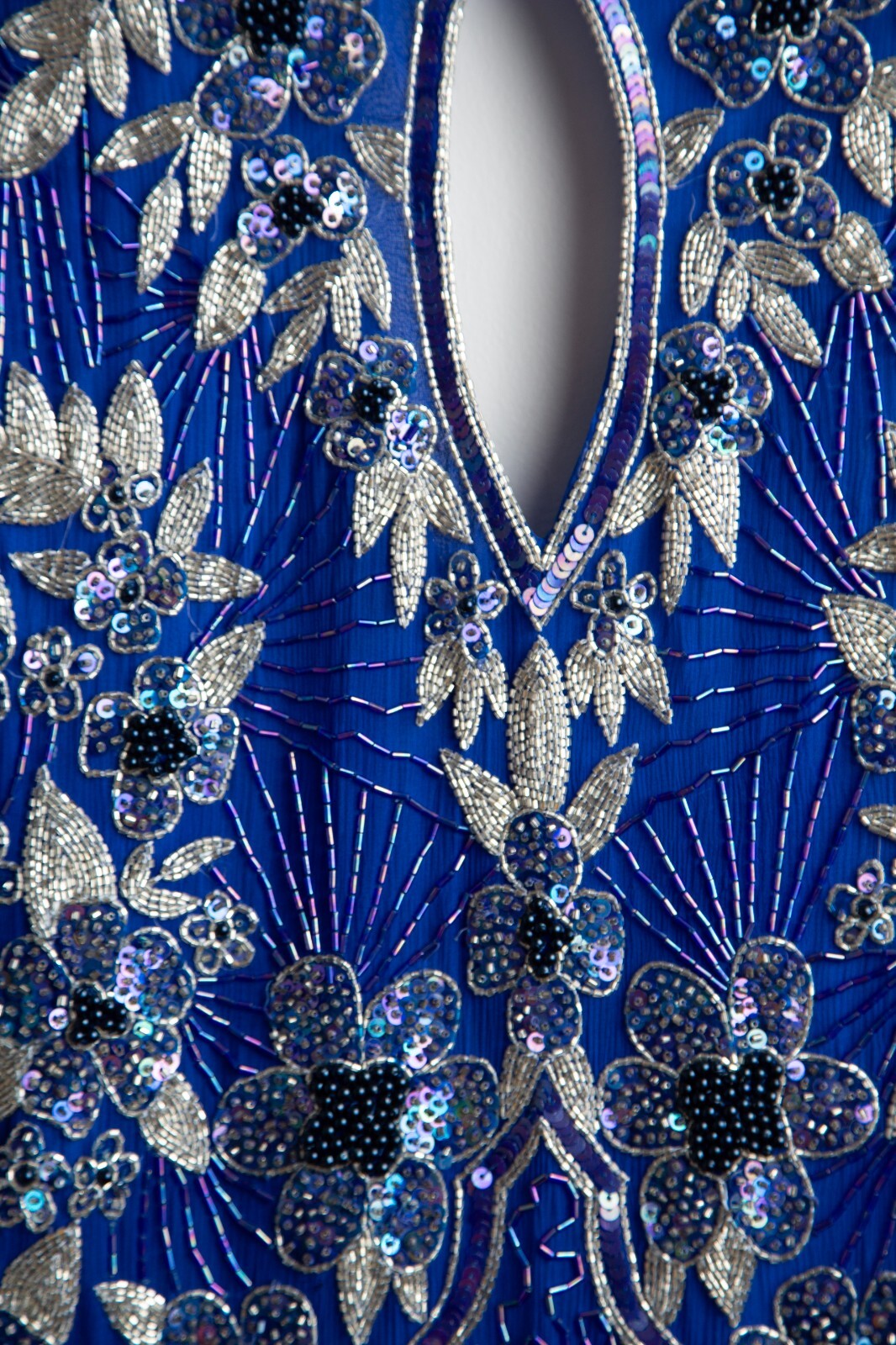 Fully Beaded Laurence Kazar Blue Evening Dress